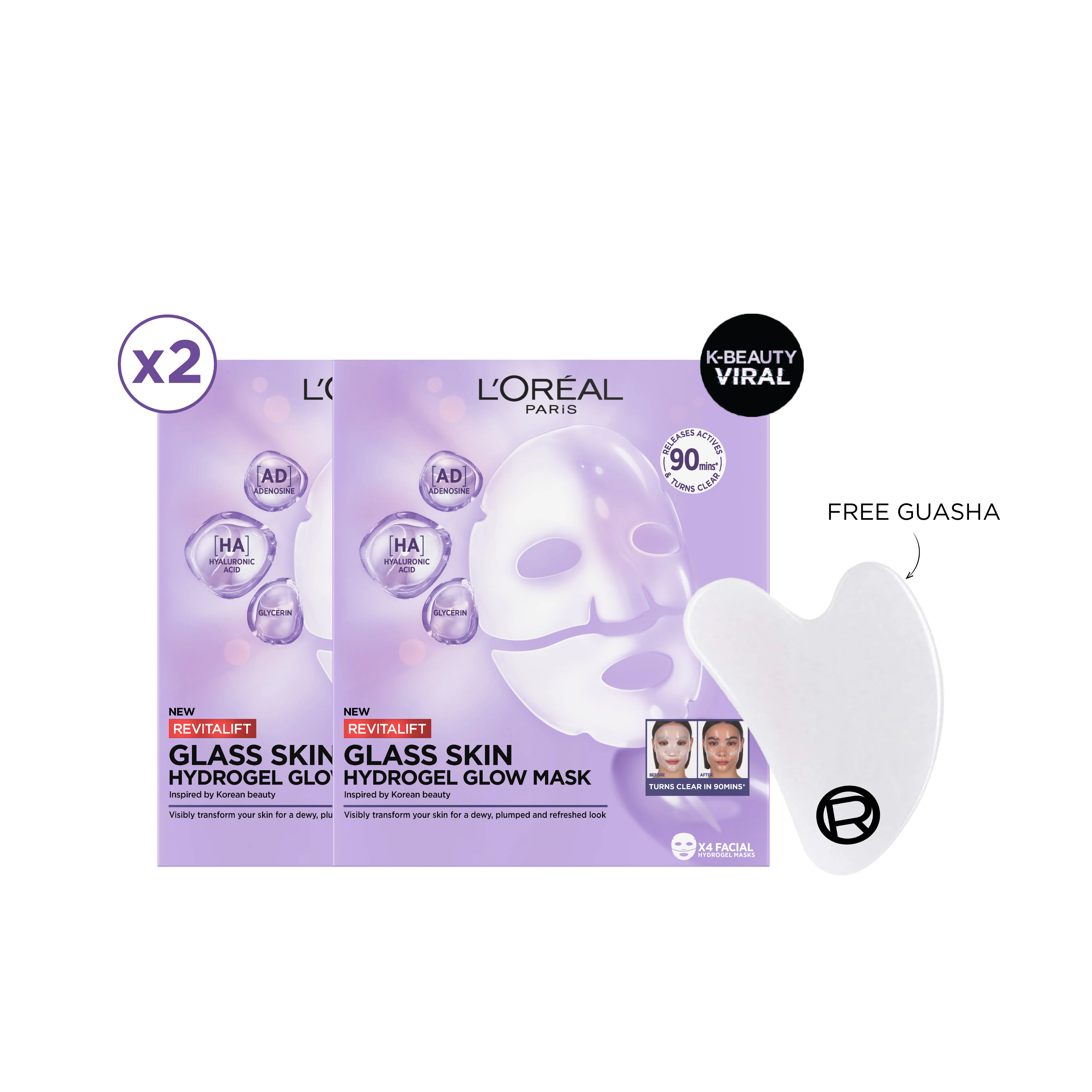2 Hydrogel Masks + Gua Sha
