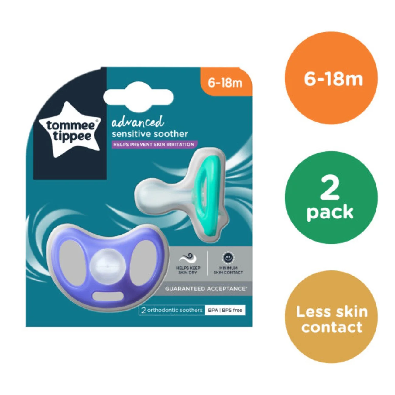 Advanced Sensitive Soothers (6-18M) - Pack of 2 - Image 2