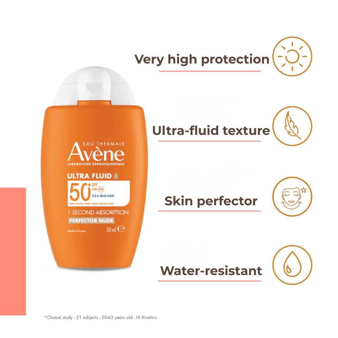 Avène Ultra Fluid Tinted Perfector SPF 50+ Sunscreen 50ml | Ultra Light Tinted Sunscreen for Sensitive Skin - Image 2