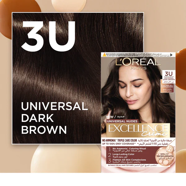 Excellence Creme Universal Nudes Hair Coloration, Ammonia-free Conditioning Coloration with Micro Keratin for Long-lasting 100% Grey Coverage Natural Coloration - Image 2