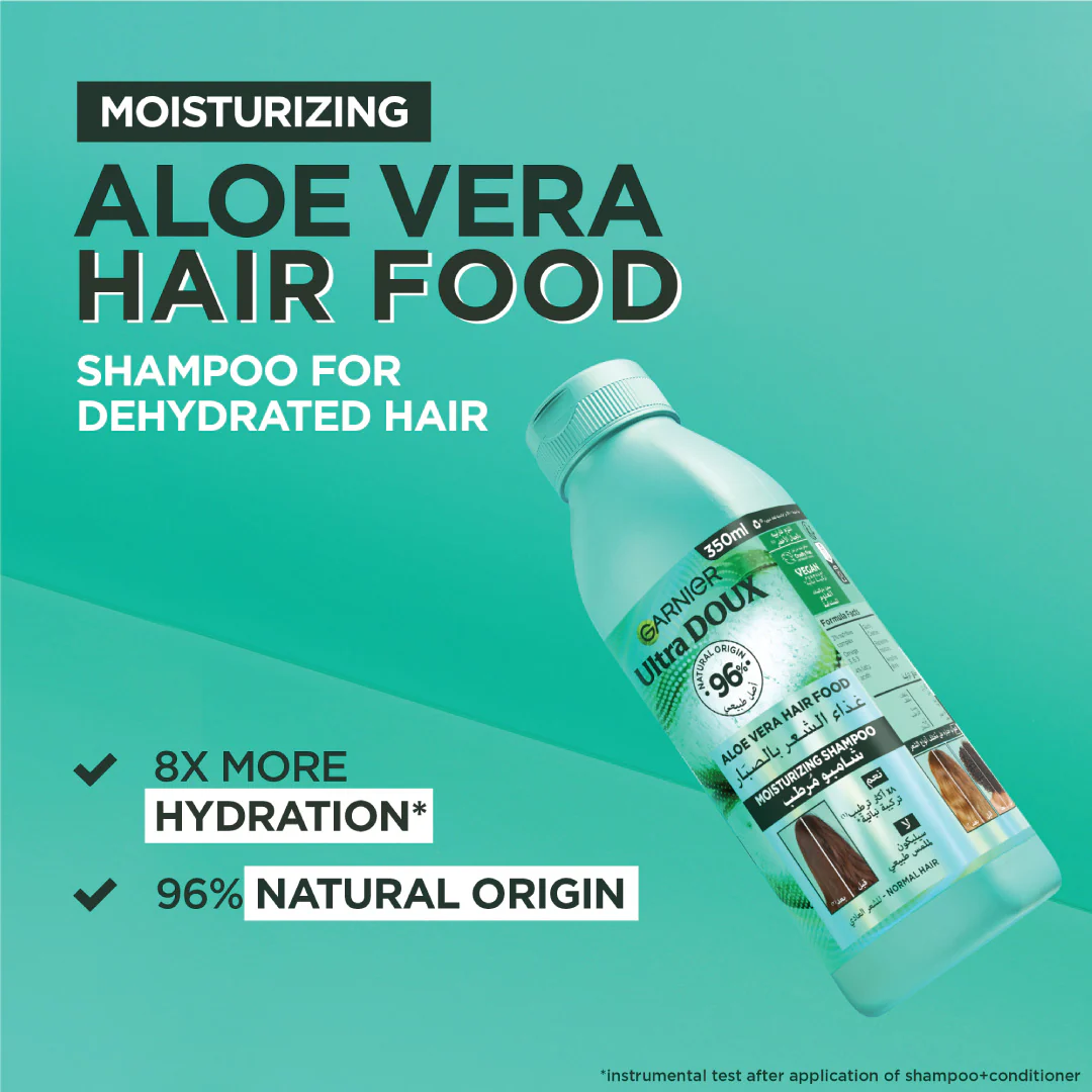 Garnier Ultra Doux Aloe Vera Vegan Hair Food Shampoo for normal hair - Image 3