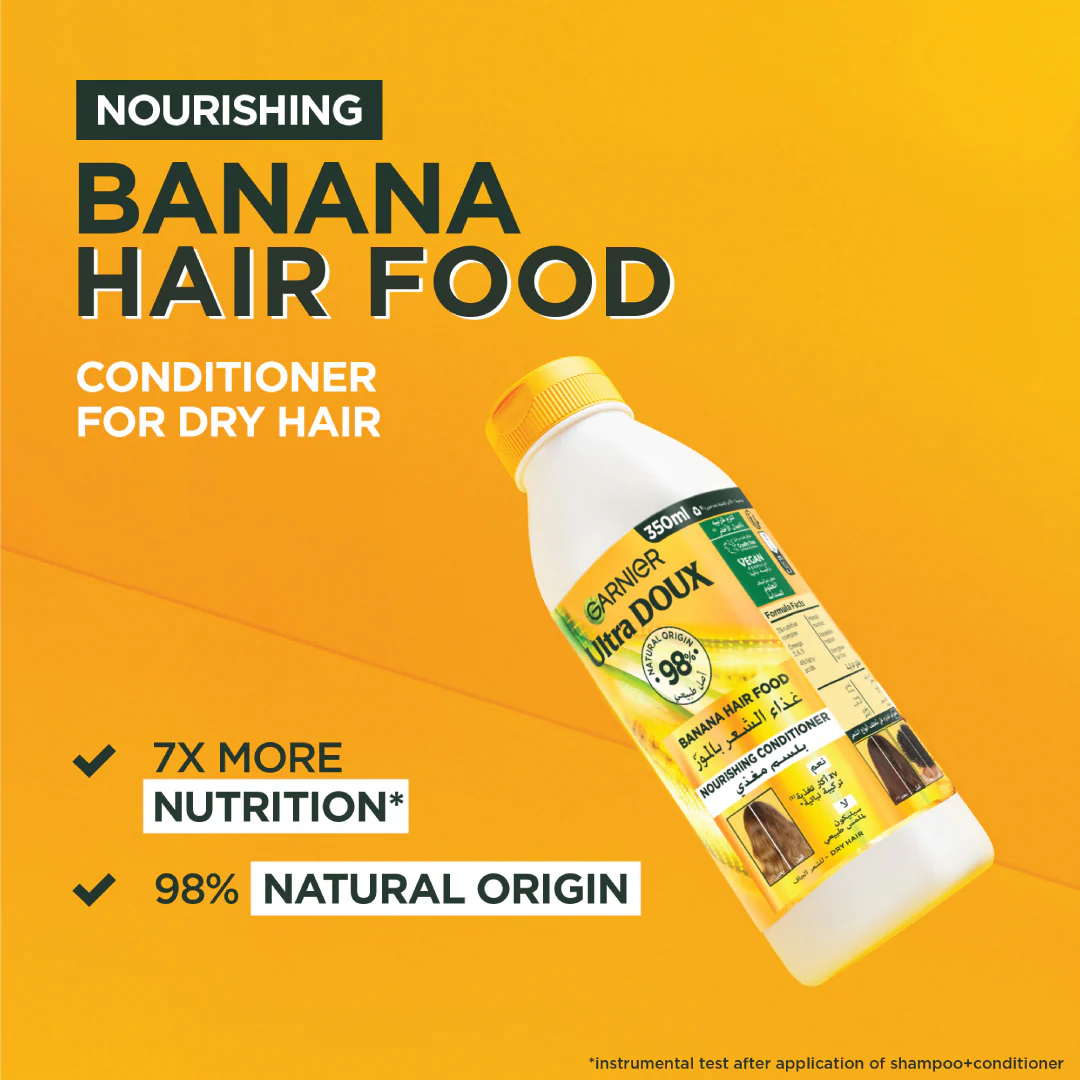 Ultra Doux Vegan Hair Food Banana and Shea Butter Nourishing Conditioner for Dry Hair - Image 3