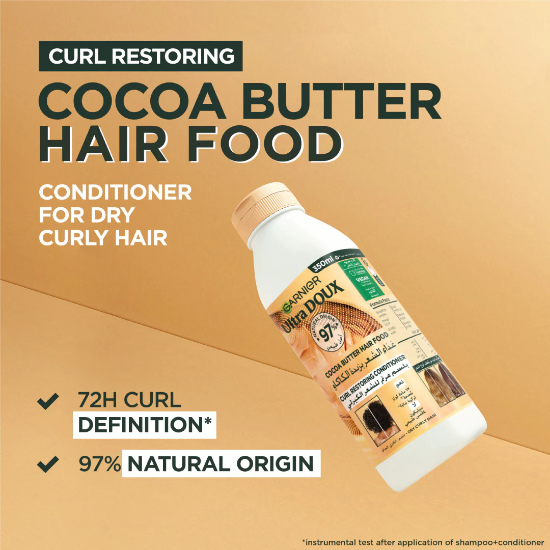 Garnier Ultra Doux Cocoa Butter Vegan Hair Food Conditioner for curly hair - Image 3