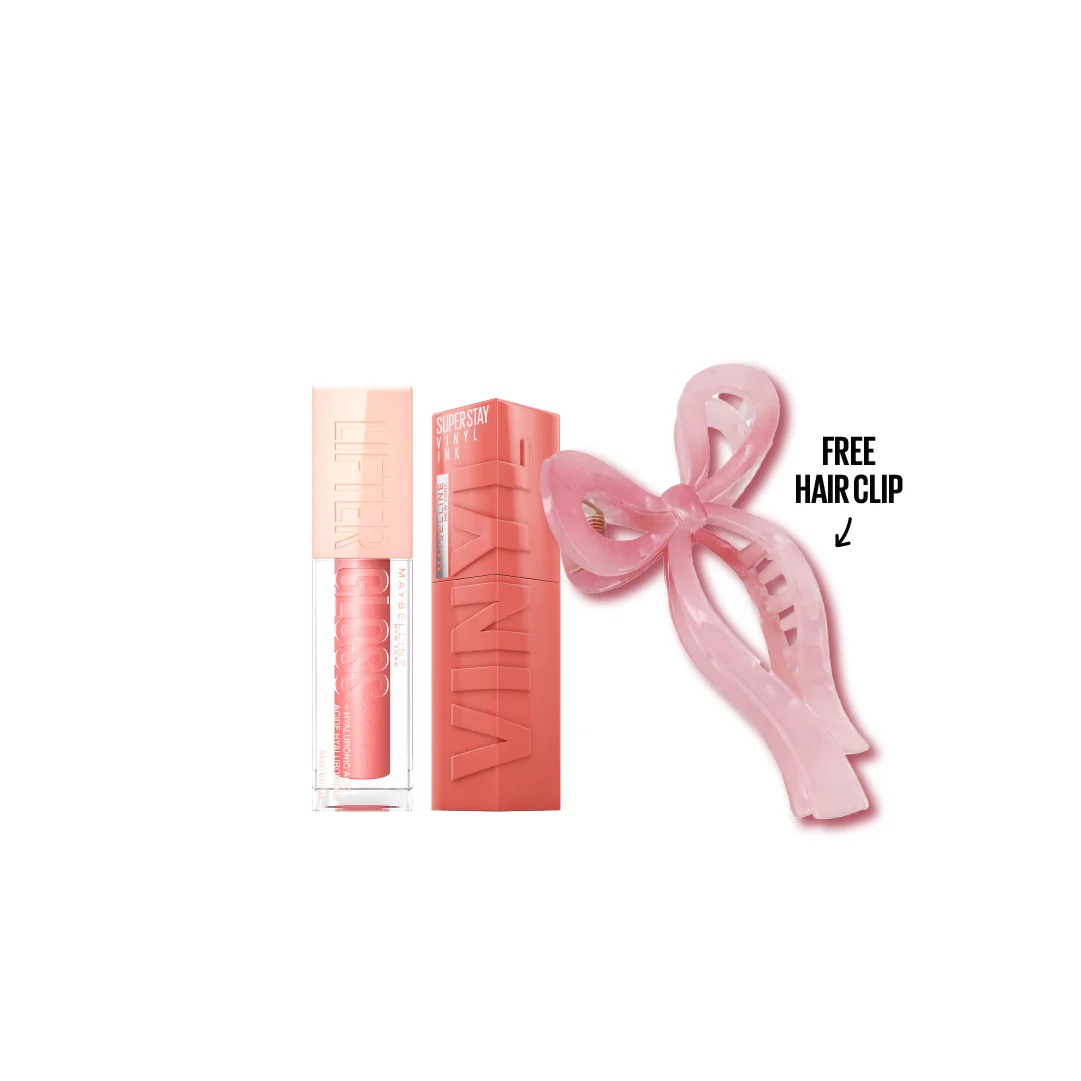 Lifter Gloss Lip Gloss Makeup with Hyaluronic Acid for smooth and hydrated lips + Super Stay Vinyl Ink Longwear Liquid Lip Color + Gift