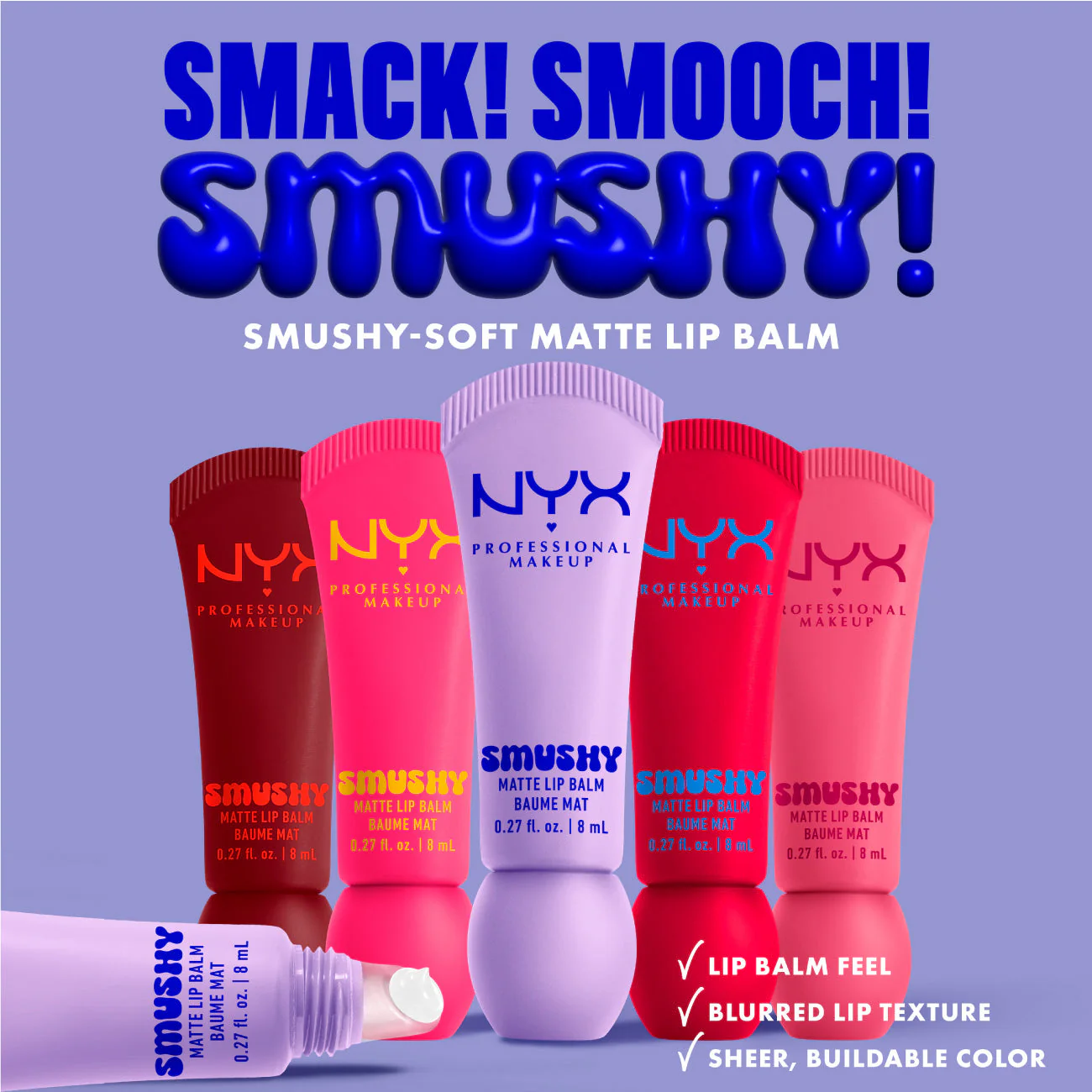 Smushy Matte Lip Balm, Soft Diffused Color, Matte Finish - Image 73