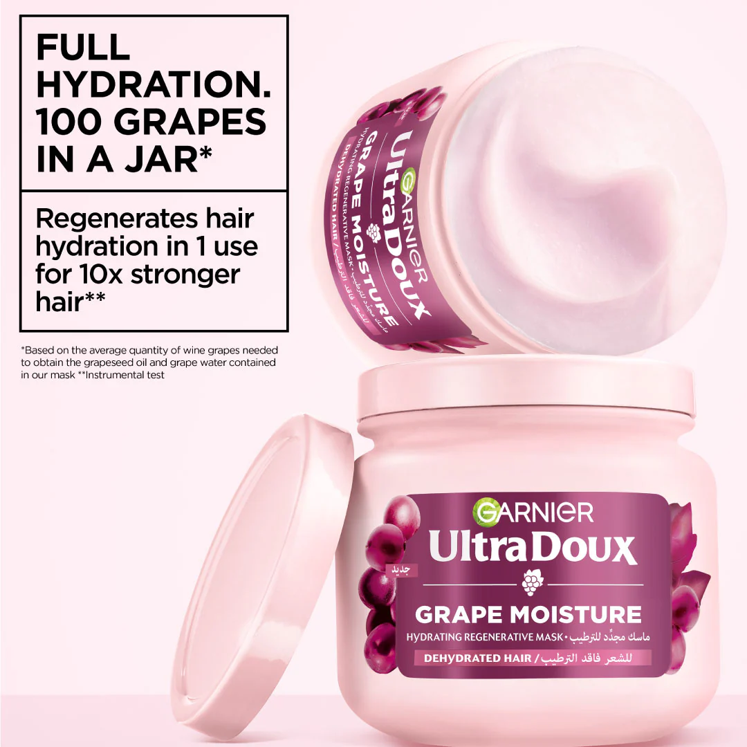 Ultra Doux Grape Moisture - Deep Regenerative Mask for Dehydrated Hair. Hydrating Grape Water + Antioxidant Grapeseed Oil -- Paraben-Free, Vegan, Cruelty-Free - Image 2